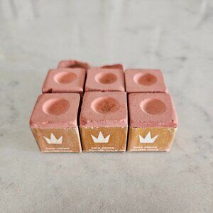 SET OF 6 BRAND NEW & 2 USED SALMON-COLORED BRUNSWICK CROWN BILLIARD CHALK CUBES